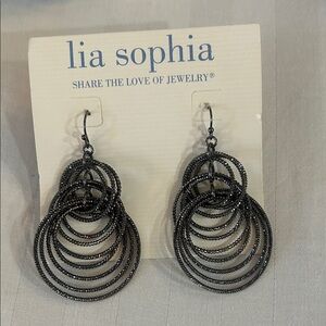 Lia Sophia Textured Black Multi-Hoop Earrings